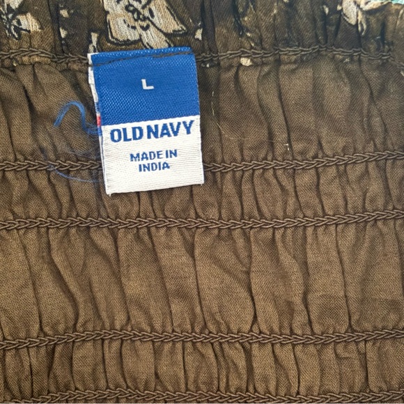 Old Navy Maxi Dress Green Floral Smocked Cottagecore Forest Fairy Milkmaid Large - Picture 7 of 9